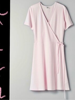 Aritzia Sunday Best Light Pink Mini Wrap Dress Size Small New Without Tags